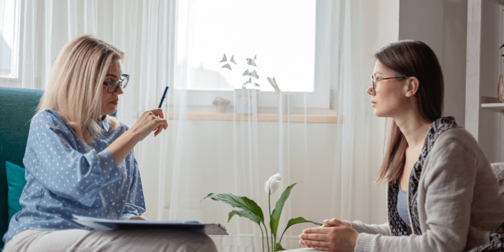 A therapist trying EMDR with a patient.