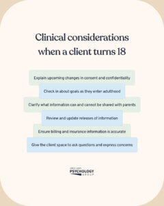 Clinical considerations when a client turns 18